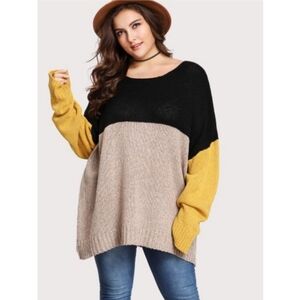 Shein Color Block Marled Knit Oversized Chunky Sweater S 🌈